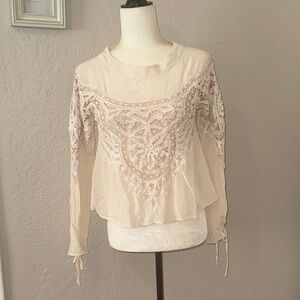 Elegant Lace Detail Cream Top